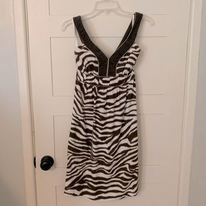 Banana Republic brown & white zebra print dress